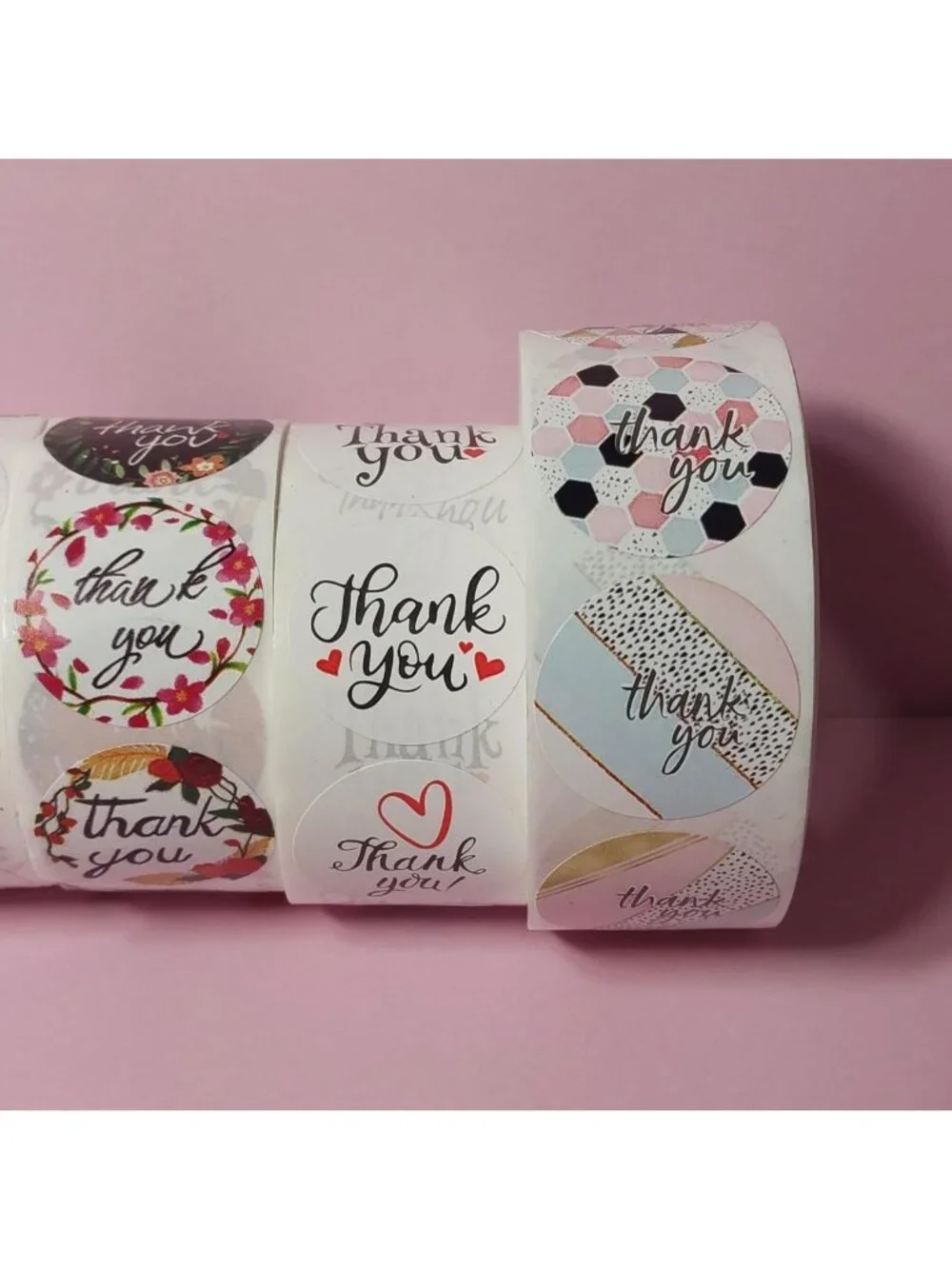 2500 Thank You Stickers Lot size 1 inch 5 rolls